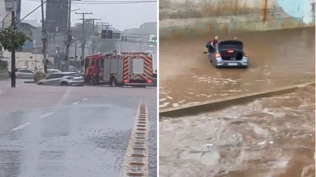 Chuva forte em Goiânia fecha ruas e inunda Marginal Botafogo