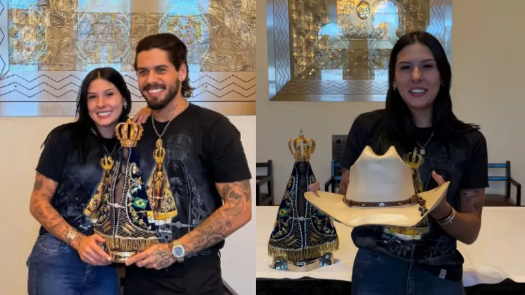 Ana Castela e Zé Felipe visitam Aparecida e emocionam fãs com gesto de fé