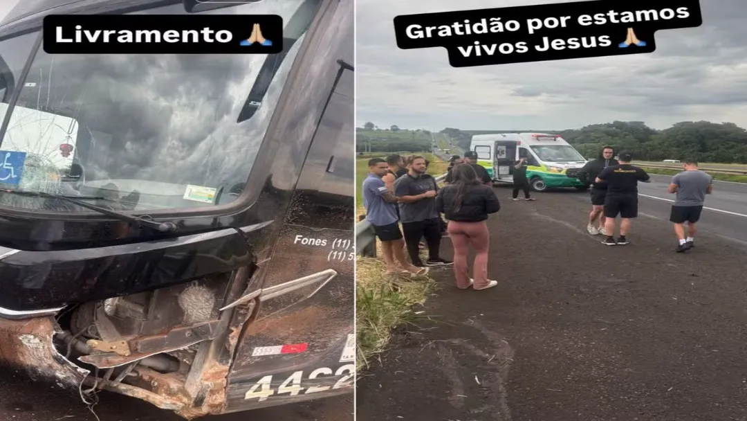 Cantor Latino e equipe sofrem acidente de ônibus na SP-310 em Matão