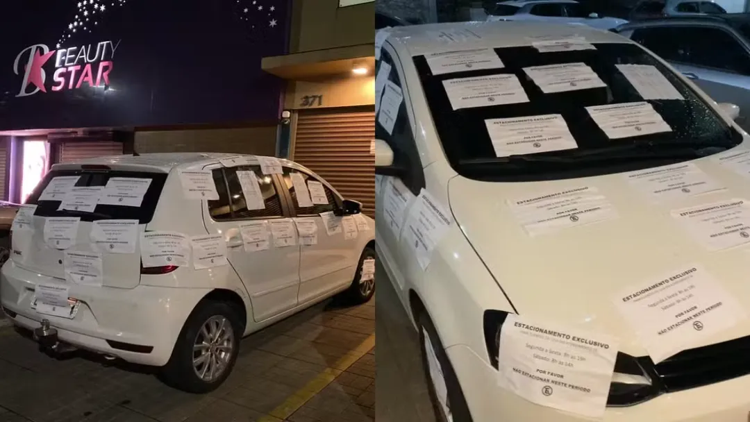 Motorista em Goiânia tem carro coberto por 50 avisos