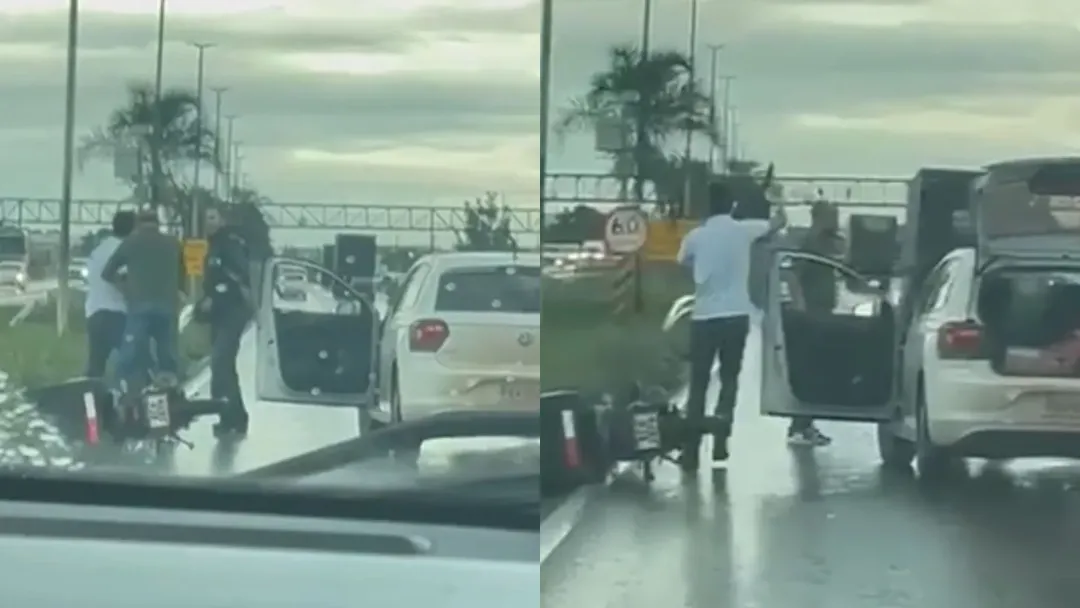 Briga de trânsito na BR-040 tem arma e agressões