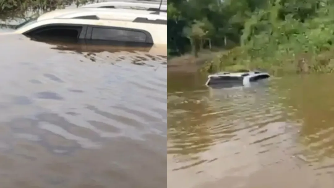 Carro de empresários de Anápolis fica submerso em rio em Goiás