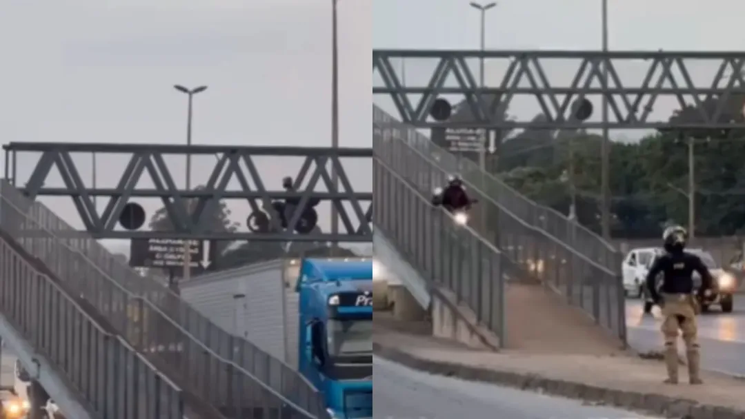 Motociclista usa passarela e acaba flagrado pela PRF