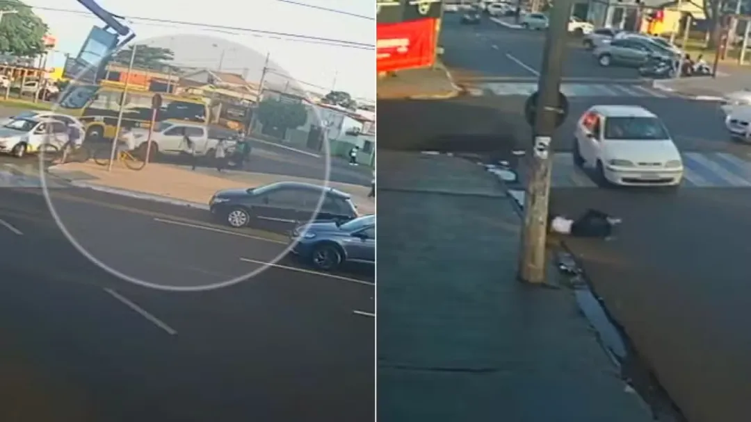 Menina é arremessada após atropelamento em faixa de pedestres na saída de escola em Rio Verde
