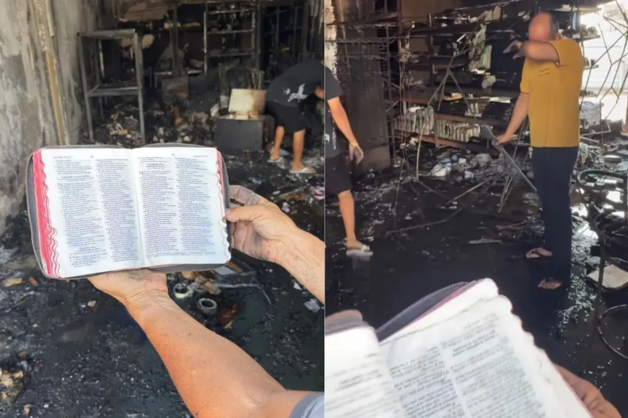 Bíblia é encontrada intacta após incêndio destruir loja em Goiânia