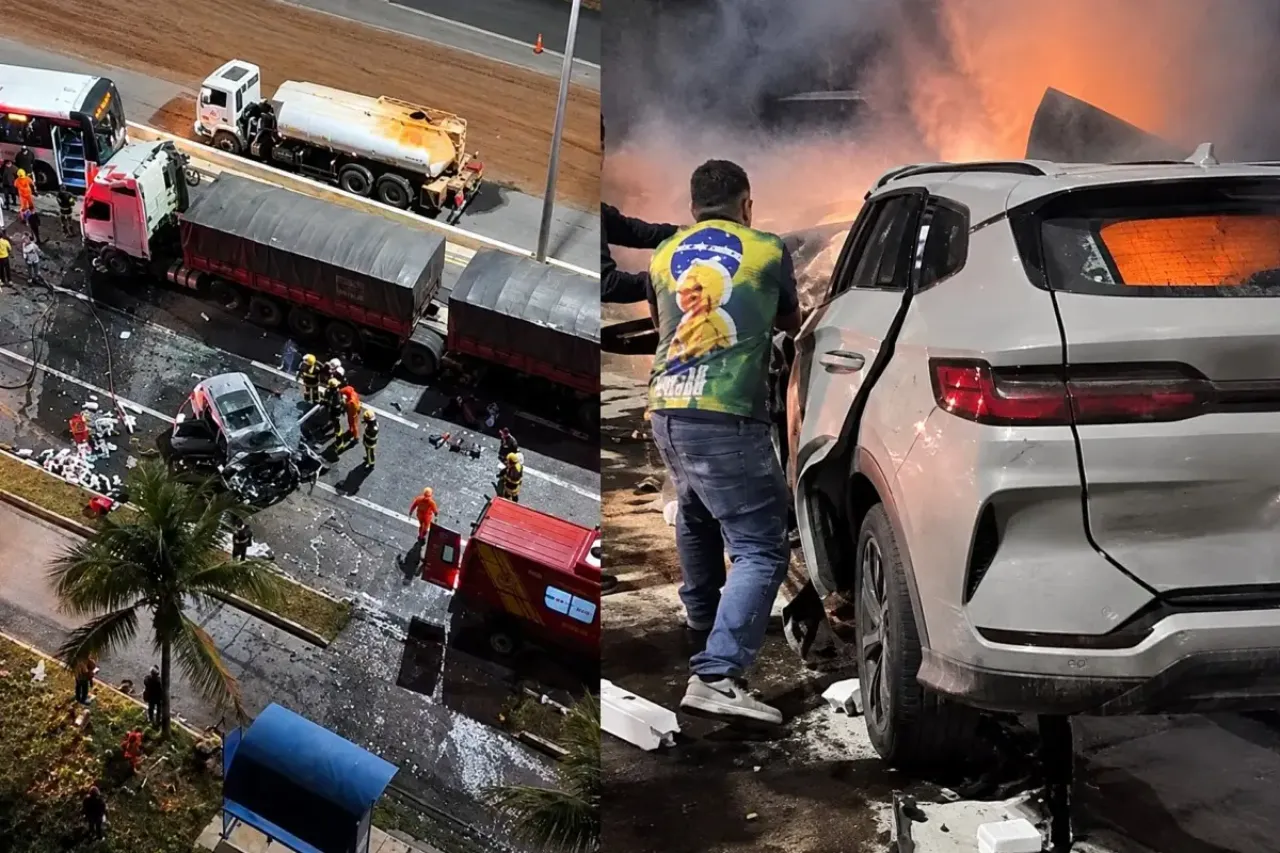 Homem morre após carro pegar fogo em acidente na GO-020