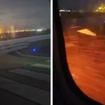Motor de avião pega fogo durante decolagem em Goiânia